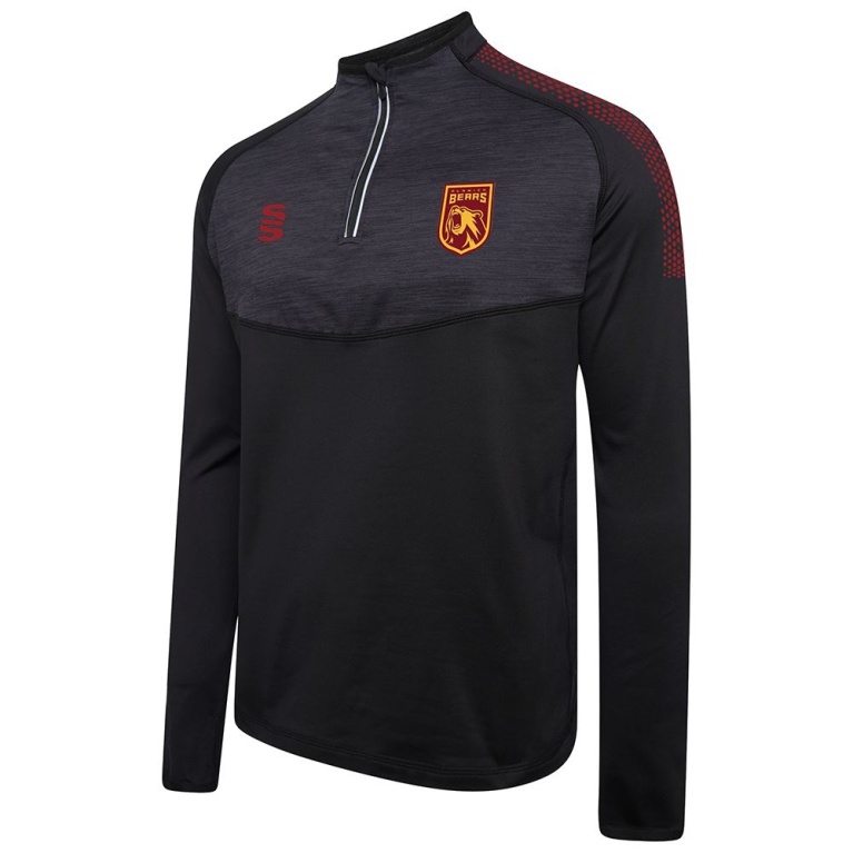 Alnwick Bears 1/4 Zip Dual Performance Top :  Black