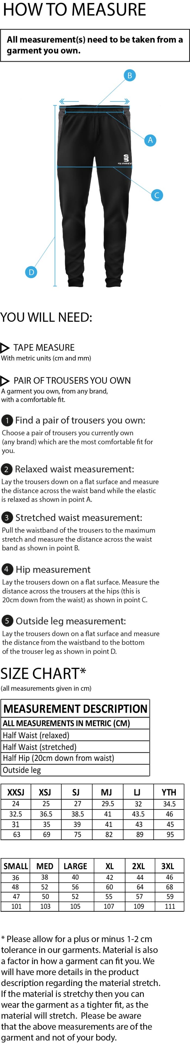 Alnwick Bears Dual Skinny Pants - Size Guide
